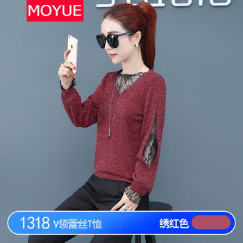 茉玥（MOYUE） 拼接，鏤空，紗網(wǎng)，蕾絲 短袖 T恤 女 圓領(lǐng)