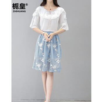梔皇（ZHIHUANG） 純色 荷葉邊，刺繡 連衣裙