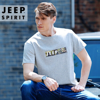 Jeep 短袖 男士T恤 短袖淺灰色 
