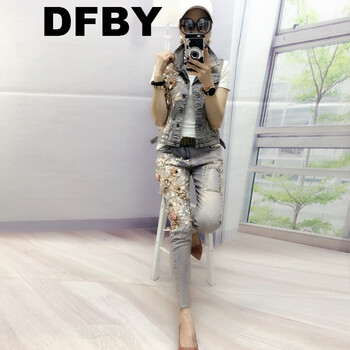 DFBY 松緊腰 鉛筆褲/小腳褲 女 九分褲 牛仔褲