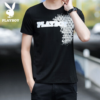 花花公子（PLAYBOY） 短袖 男士T恤 SY-H36094黑色 