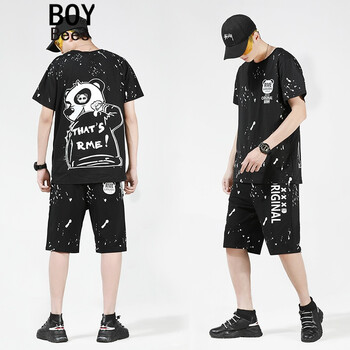 Boy Bees 短袖 男士T恤 噴墨熊貓字母套裝 