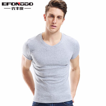 衣豐度（EFONDDO） 長袖 男士T恤 淺灰色 XL，L，XXL，M