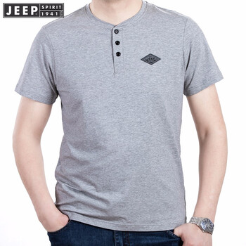 吉普（JEEP） 短袖 男士T恤 灰色  TS0096 