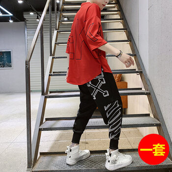 夢迪蔻（MENGDIKOU） 五分袖 男士T恤 TZ65紅色【一套】 