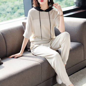 美梵林（Meifanlin） 拼色，帶帽 短袖 T恤 女 連帽