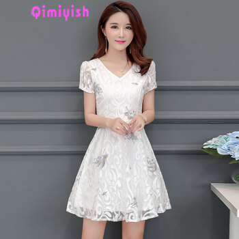 Qimiyish 碎花 蕾絲 連衣裙