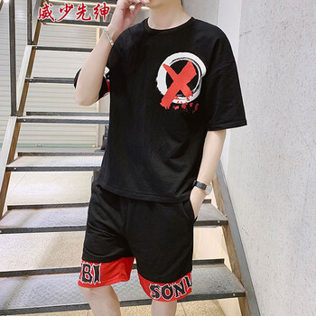 威少先紳 五分袖 男士T恤 TZ136黑 