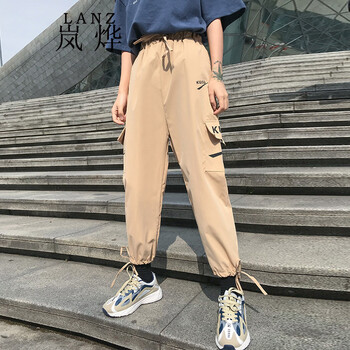 嵐燁 中腰 工裝褲 女 九分褲 休閑褲
