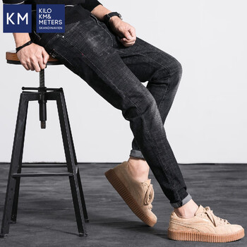 KM KILO KM&METERS 直筒褲 青春休閑，基礎(chǔ)大眾 男士牛仔褲