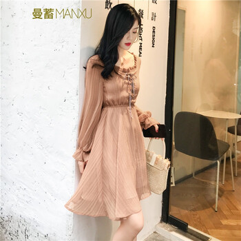 韓版裸粉色連衣裙