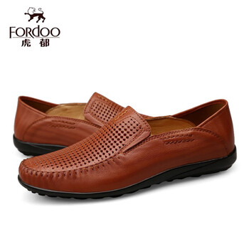 虎都（FORDOO）男士11588洞洞款紅棕色 38