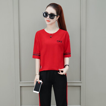 素芯（SUXIN） 條紋，印花 短袖 T恤 女 圓領(lǐng)