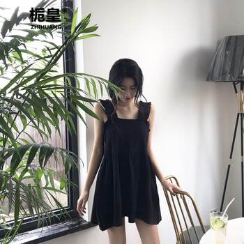 梔皇（ZHIHUANG） 純色 背帶 連衣裙