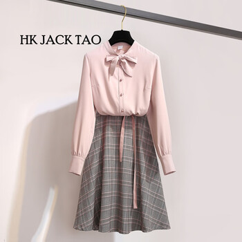 hk jack tao 條紋 拉鏈，紐扣，蝴蝶結 連衣裙