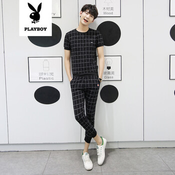 花花公子（PLAYBOY ESTABLISHED 1953） 短袖 男士T恤 黑色T05 