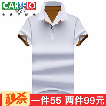 卡帝樂(lè)鱷魚(yú)（CARTELO） 短袖 男士T恤 1536白色咖啡袖 