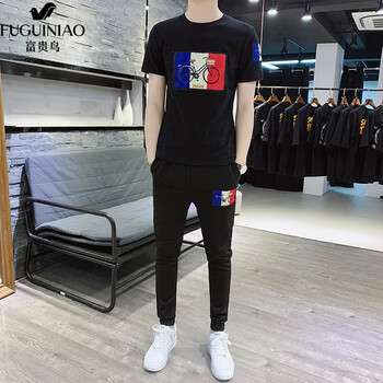 富貴鳥(niǎo)（FUGUNIAO） 短袖 男士T恤 61黑色套裝 