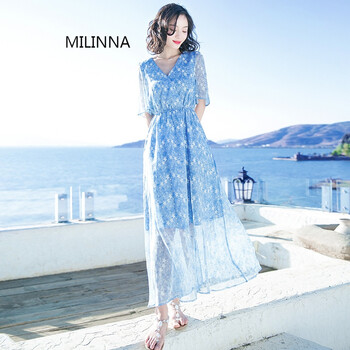 米琳娜（MILINNA） 大花，碎花 花邊 連衣裙