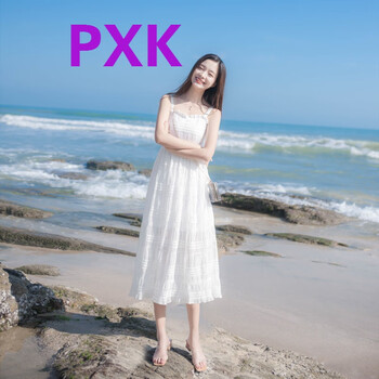 PXK 純色 釘珠 連衣裙