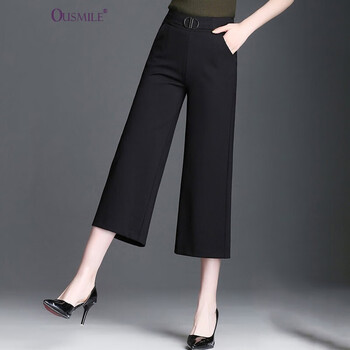 Ousmile 高腰 直筒褲 女 九分褲 休閑褲