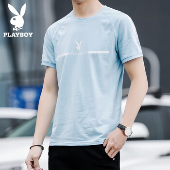 花花公子（PLAYBOY） 短袖 男士T恤 SY1226 淺藍(lán) 