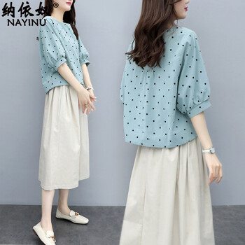 納依奴（nayinu） 口袋，刺繡，拼接，拼色，印花 短袖 T恤 女 圓領(lǐng)