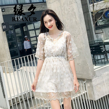 韓國女生碎花連衣裙