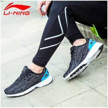 李寧（LI-NING）跑步鞋黑/亮光藍(lán)（網(wǎng)面） 