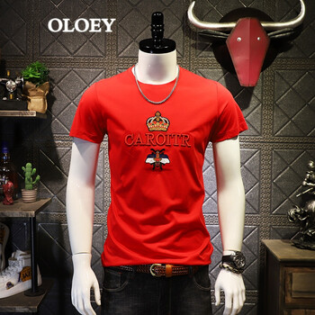 OLOEY 短袖 男士T恤 紅色  