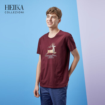 海一家（Hieiika） 短袖 男士T恤 暗紅花紋YF 