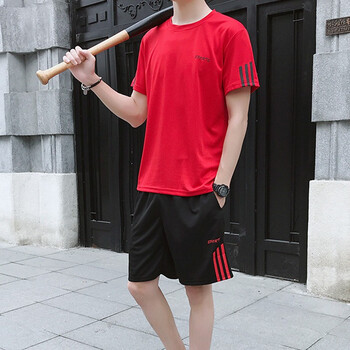 席爾巴斯 短袖 男士T恤 8808紅衣黑褲 