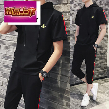 天狼旗（TIANLANGQI） 短袖 男士T恤 (TZ60)1號(hào)色(短袖+七分褲) 