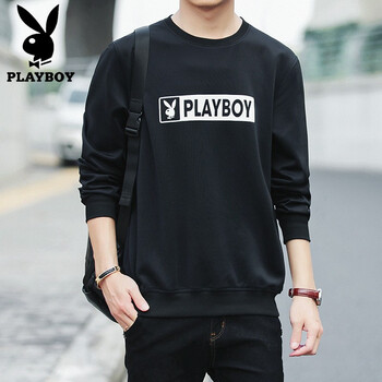 花花公子（PLAYBOY） 長袖 男士T恤 20174黑色 