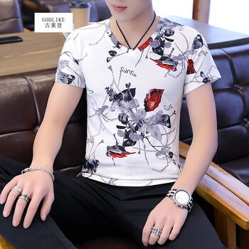 古萊登（GODLIKE） 短袖 男士T恤 花鳥 XL，L，XXL，M，XXXL