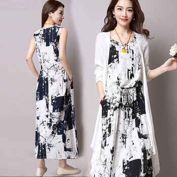 其他品牌 碎花 口袋，不規(guī)則，抽繩，拼色，印花 連衣裙