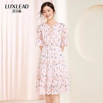 洛詩琳（LUXLEAD） 碎花 拼接，印花，蝴蝶結(jié) 連衣裙