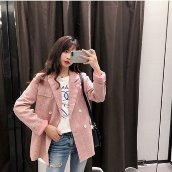 粉色西装外套韩国