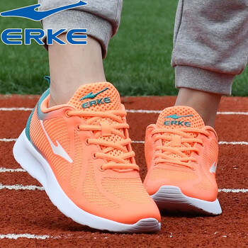 鴻星爾克（ERKE）跑步鞋熒光粉橙/松石綠 37