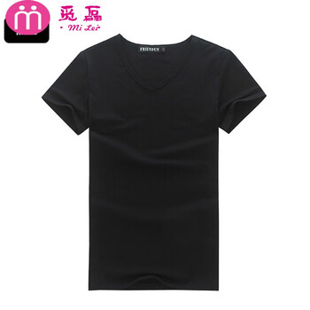 覓磊 短袖 男士T恤 短袖V領(lǐng)黑色 S，XL，L，M