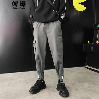 閃爆（SHANBAO） 中腰 工裝褲 女 九分褲 休閑褲