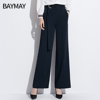 BAYMAY 高腰 直筒褲 女 長褲 休閑褲