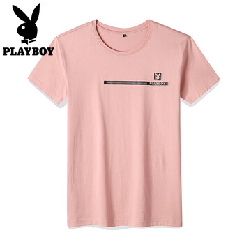 花花公子（PLAYBOY） 短袖 男士T恤 粉色(124) 