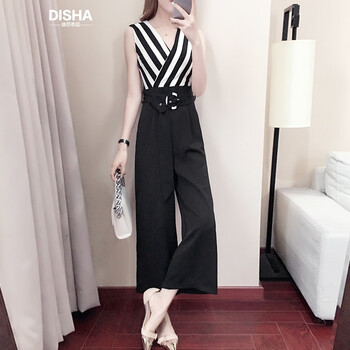 迪莎衣品（DISHAYIPIN） 高腰 連體褲 女 長(zhǎng)褲 休閑褲