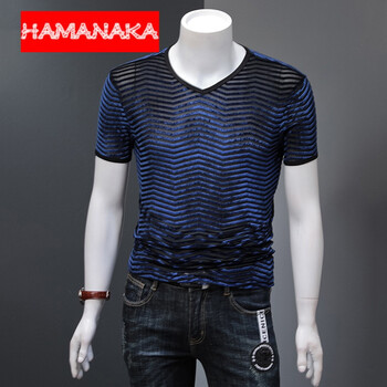 hamanaka 短袖 男士T恤 P3001藍色 