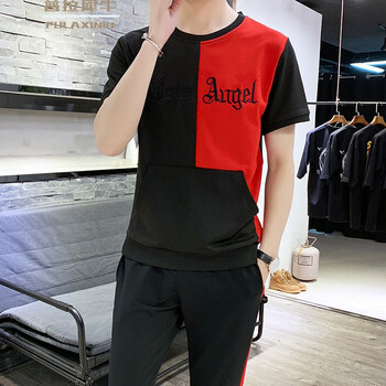 普拉犀牛（PULAXINIU） 五分袖 男士T恤 紅色 