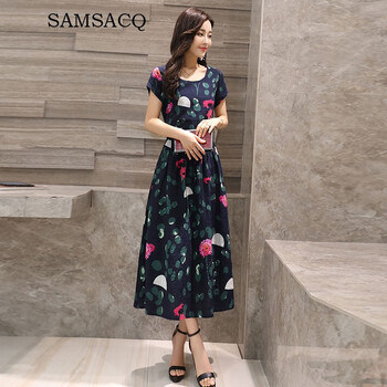 samsacq 花色 抽繩，印花 連衣裙