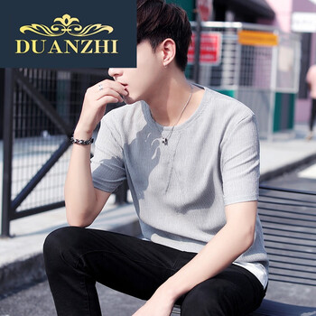 端致（DUANZHI） 短袖 男士T恤 淺灰色( 