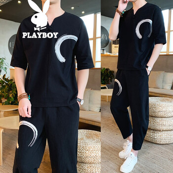 花花公子（PLAYBOY ESTABLISHED 1953） 短袖 男士T恤 114黑 