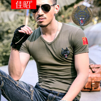 佳昭 短袖 男士T恤 T37軍綠 